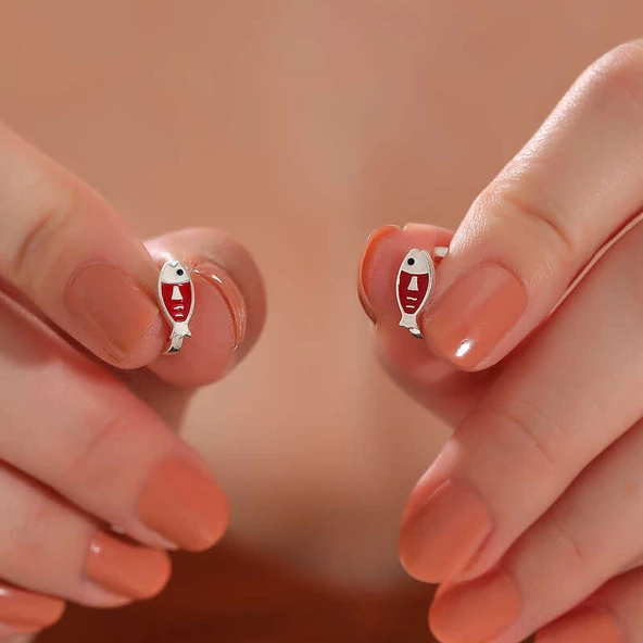 Gümüş Balık Çocuk Küpesi SL6114 - Resim 2