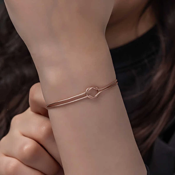 Gümüş Rose Aşk Düğüm Kadın Bileklik SL6061 - Resim 3