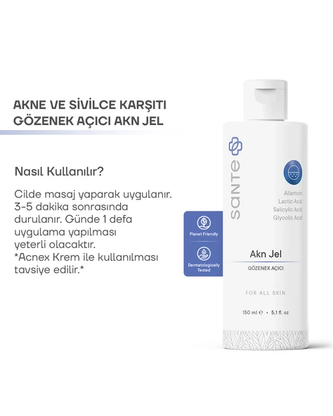 Sante Plus Akneye Eğilim Gösteren Ciltler İçin Sebum Dengeleyici Akne ve Siyah Nokta Karşıtı Yüz Yıkama Jeli 150 ML - 4