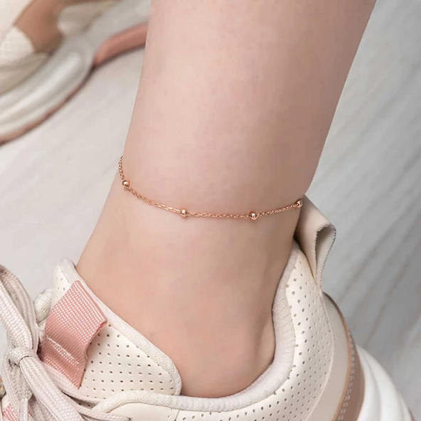 Gümüş Rose Top Zincir Halhal  SL6077