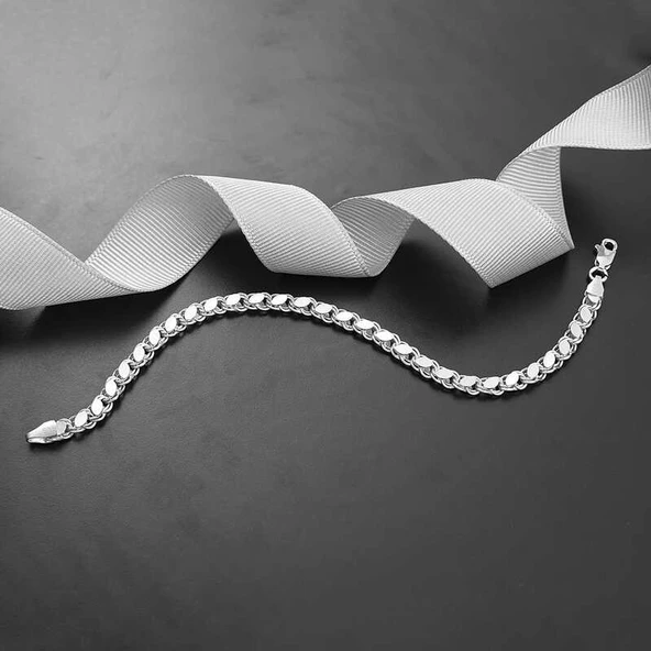 Gümüş Pullu Zincir Kadın Bileklik SL6236 - Resim 6