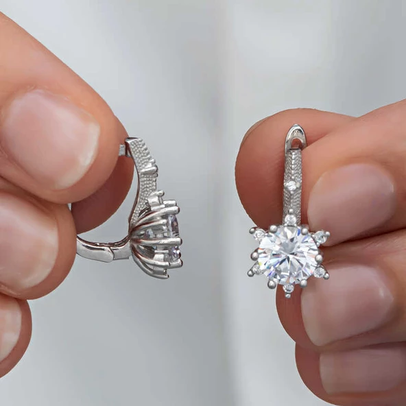 ​Gümüş Çiçek Desenli Kadın Küpe SL6156 ürün görseli