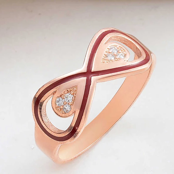Gümüş Rose Zirkon Taşlı Sonsuzluk Kadın Yüzük  SL6187
