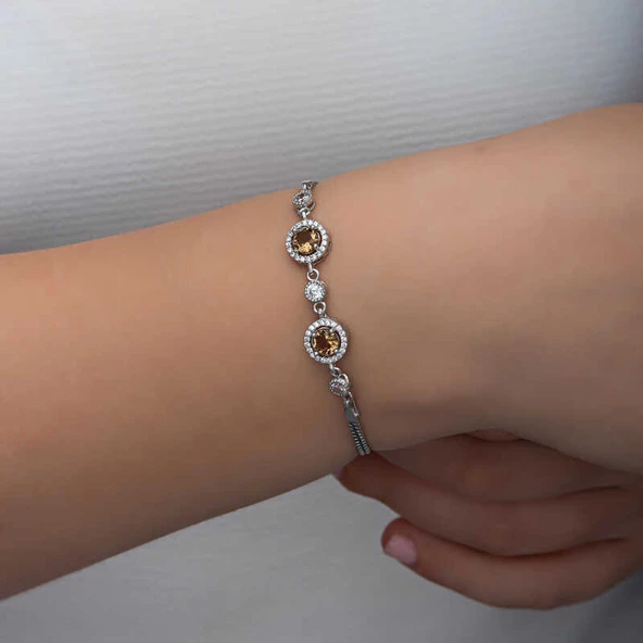 ​Gümüş Yuvarlak Zultanit Taşlı Kadın Bileklik  SL6335 - Resim 6