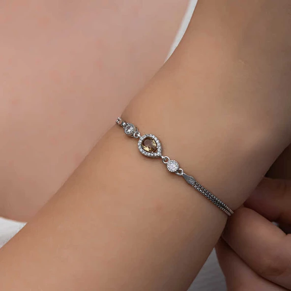 ​Gümüş Damla Zultanit Taşlı Kadın Bileklik  SL6336 - Resim 5