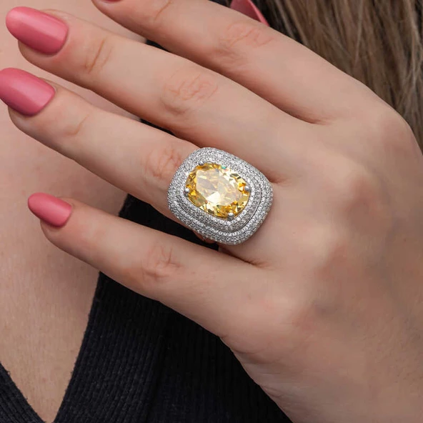 Gümüş Sitrin Taşlı Kadın Yüzük SL6829 - Resim 8