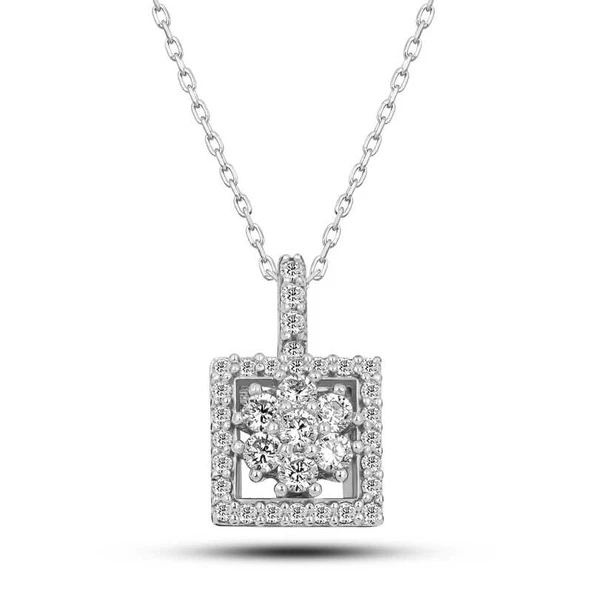 Gümüş Kare Zirkon Taşlı Kadın Kolye SL6990 ürün görseli