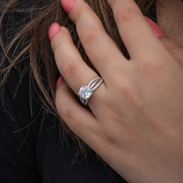 Gümüş Tek Taş Kadın Yüzük  SL6856 - Resim 12