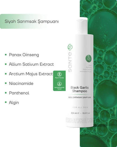 Sante Plus Dökülme ve İncelme Karşıtı Kara Sarımsak Özlü Şampuan 400 ML - 3