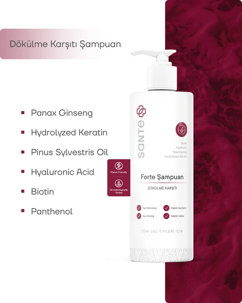 Sante Plus Yoğun Dökülme Karşıtı Biotin & Keratin Forte Şampuan 250 ML - 3