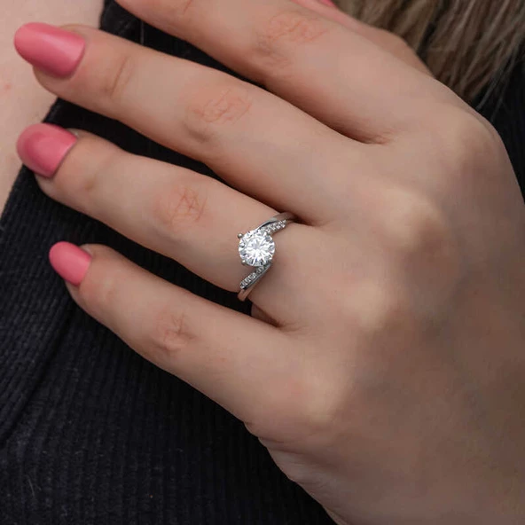 Gümüş Tek Taş Kadın Yüzük  SL6855 - Resim 10