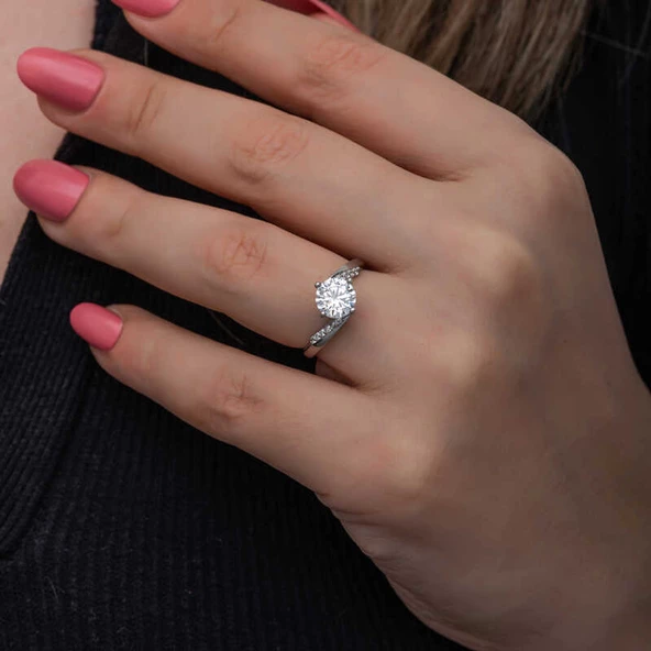 Gümüş Tek Taş Kadın Yüzük  SL6855 - Resim 9