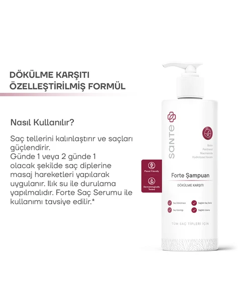Sante Plus Yoğun Dökülme Karşıtı Biotin & Keratin Forte Şampuan 250 ML - 4