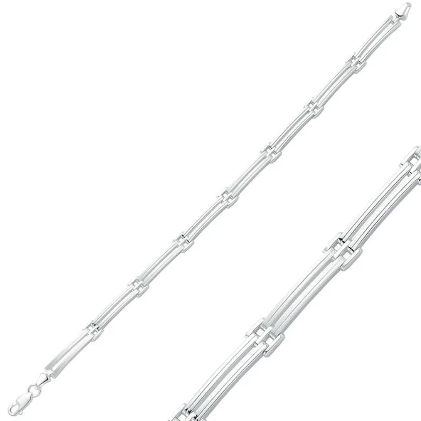 Gümüş İki Sıra Erkek Bileklik SL6852