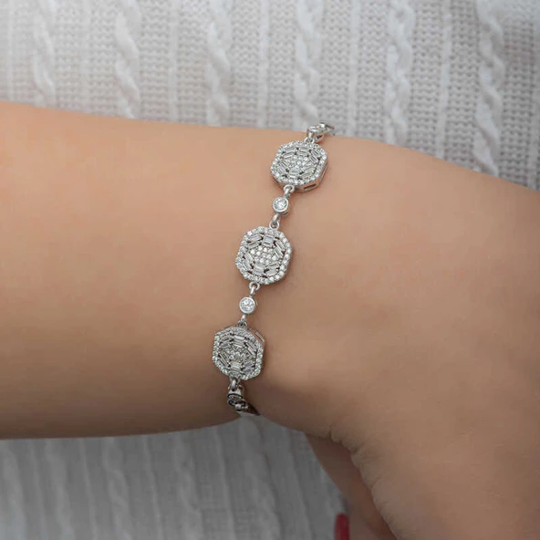 Gümüş Baget Kadın Bileklik SL6617 - Resim 6