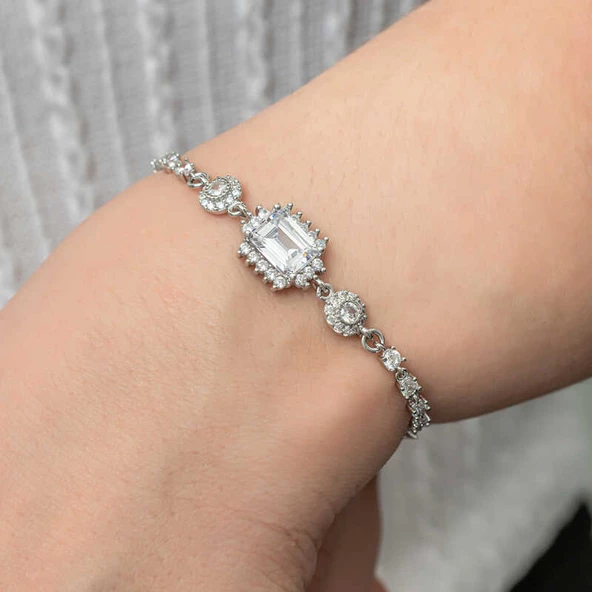 Gümüş Baget Su Yolu Kadın Bileklik SL7388 - Resim 4