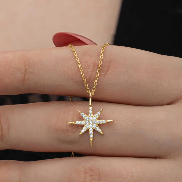 Gümüş Gold Kutup Yıldızı Kadın Kolye SL6657 ürün görseli
