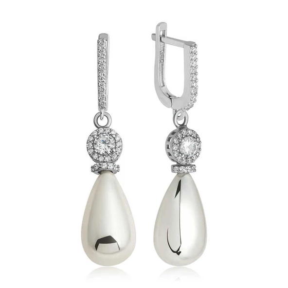 Gümüş Damla İnci Kadın Küpe SL6924 - Resim 6