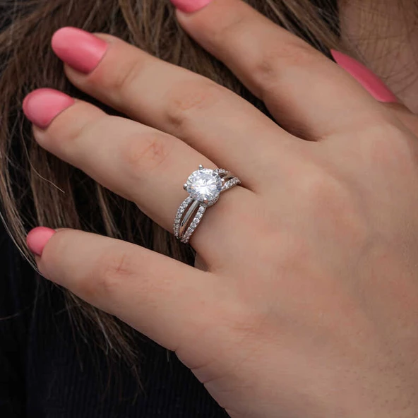 Gümüş Tek Taş Kadın Yüzük  SL6856 - Resim 4