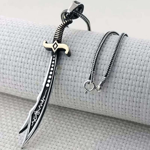 Gümüş Hz. Ali Zülfikar Kolye SL6931