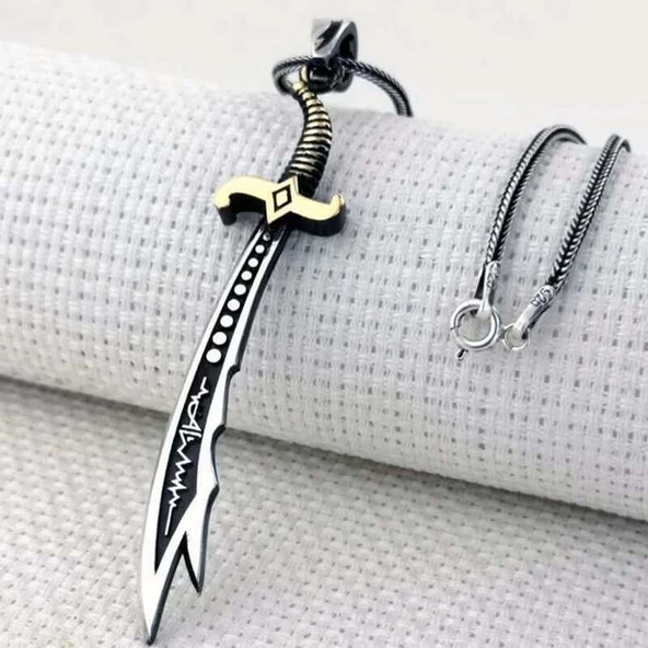 Gümüş Hz. Ali Zülfikar Kolye SL6931 - Resim 3