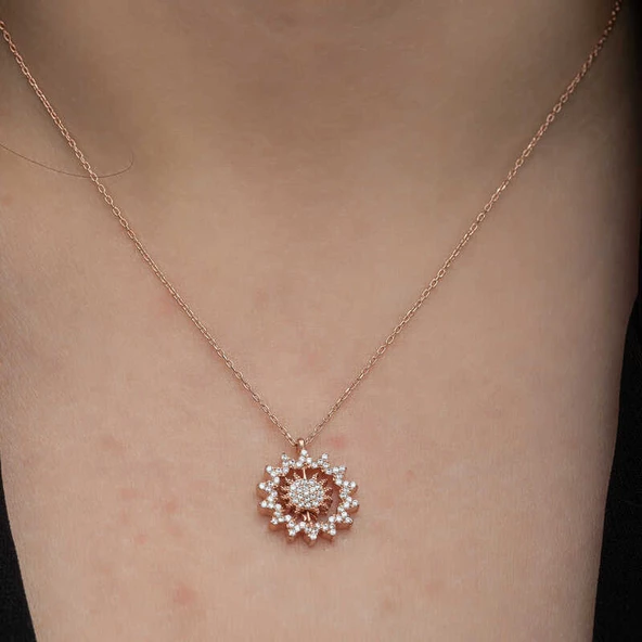 Gümüş Rose Güneş Kadın Kolye  SL6646 - Resim 5