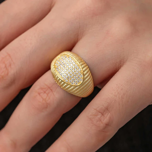 Gümüş Gold Zirkon Taşlı Kadın Yüzük  SL7289 - Resim 7