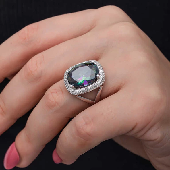 Gümüş Mistik Taşlı Kadın Yüzük SL6828 - Resim 4