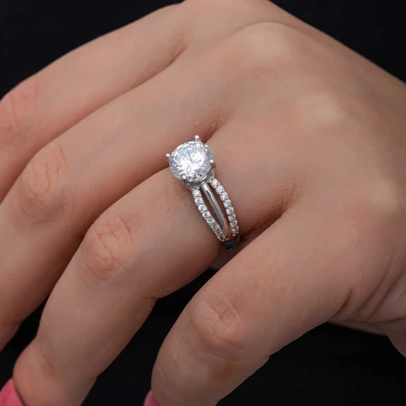 Gümüş Tek Taş Kadın Yüzük  SL6856 - Resim 2