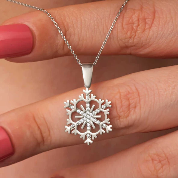 Gümüş Kar Tanesi Kadın Kolye SL7282 - Resim 6