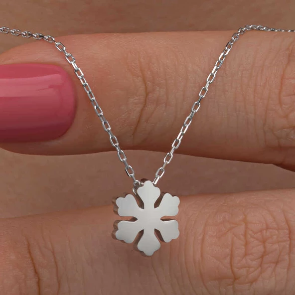 Gümüş Minimal Kar Tanesi Kadın Kolye SL7050 ürün görseli