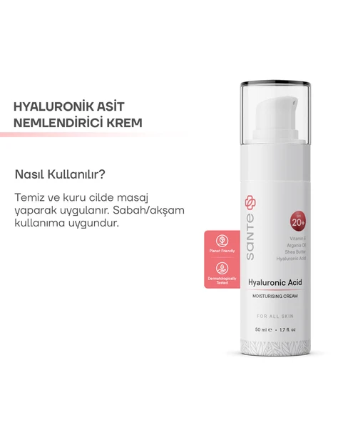 Sante Plus Yatıştırıcı Bariyer Güçlendirici Su Bazlı Hyaluronic Acid Nemlendirici Krem SPF 20+, 50 ML - 4