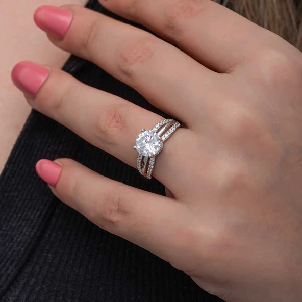 Gümüş Tek Taş Kadın Yüzük  SL6856 - Resim 6