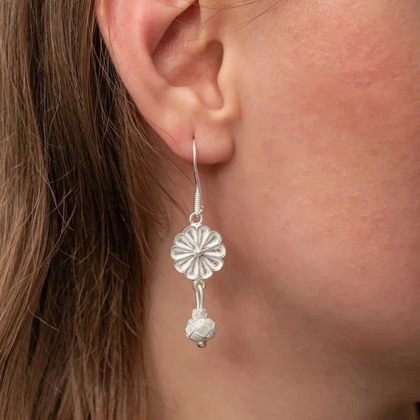 ​Gümüş Sallantılı Trabzon Kazaz Kadın Küpe SL7284 - Resim 5