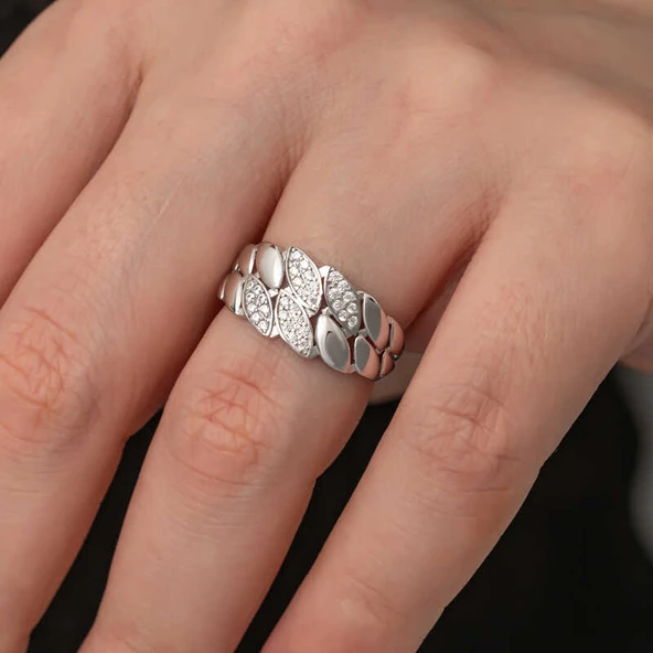 Gümüş Zirkon Taşlı Kadın Yüzük  SL7291 - Resim 10