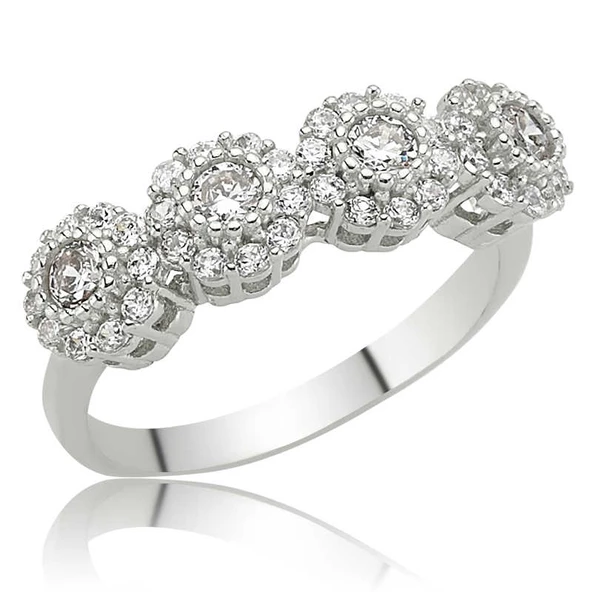 Gümüş Çiçekli 5 Taş Bayan Yüzük SL7162 - Resim 2