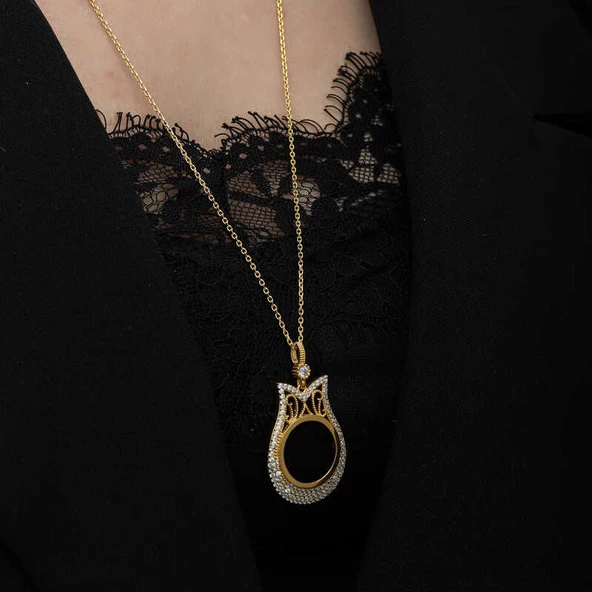 Gümüş Gold Kaplama Çeyrek Altın Takılabilen Kadın Kolye - Resim 7