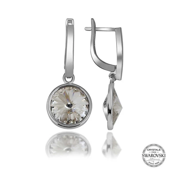 Swarovski Crystal Taşlı Gümüş Beyaz Sallantılı Kadın Küpe SL5210