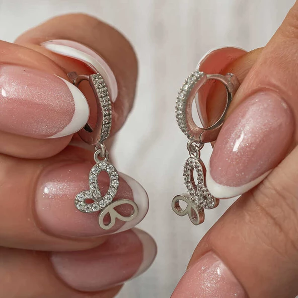 Gümüş Sallantılı Kelebek Kadın Küpe SL8096 ürün görseli