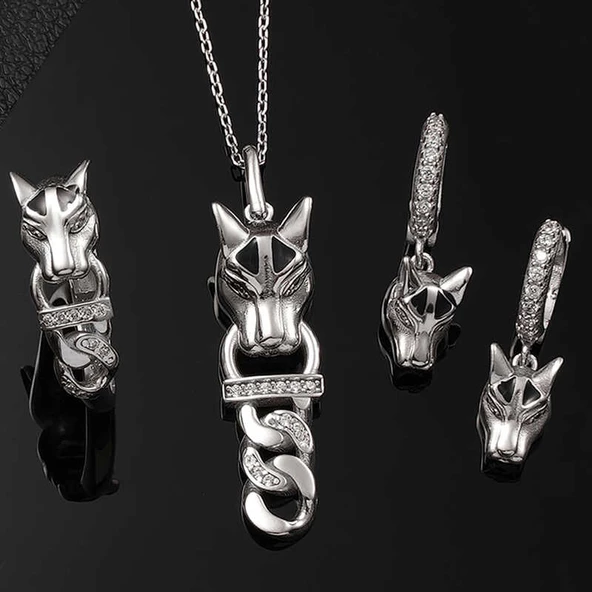 ​Gümüş Kaplan Figürlü Kadın Set SL6036 - 1