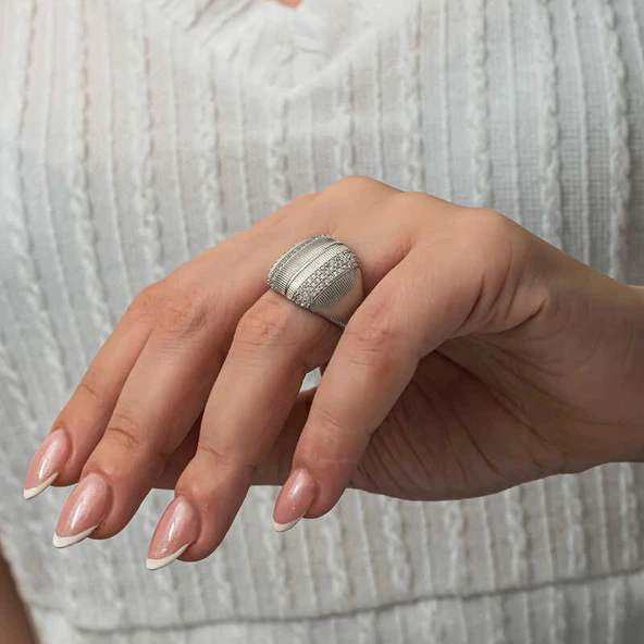 Gümüş Zirkon Taşlı Kadın Yüzük  SL8075 - Resim 9