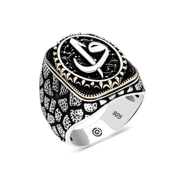 Gümüş Elif Vav Oval Erkek Yüzük SL1730 - Resim 2