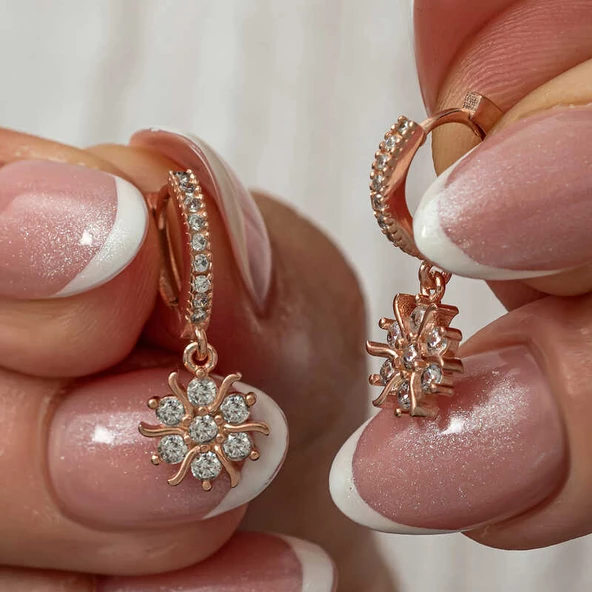 Gümüş Rose Sallantılı Güneş Kadın Küpe SL8071 ürün görseli