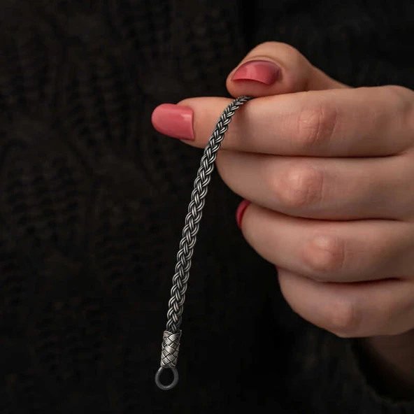 Gümüş Kazaziye Örgü Bileklik  SL7307 ürün görseli