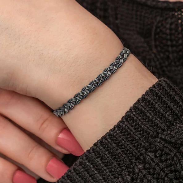 Gümüş Kazaziye Örgü Bileklik  SL7309 - 5