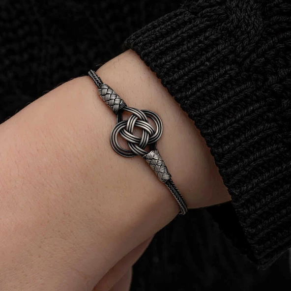 Gümüş Kazaziye Örgü Bileklik T8687 SL7160 - Resim 2