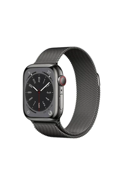 Apple Watch Series 8 GPS + Cellular 41mm Grafit Paslanmaz Çelik Kasa ve Milano Döngüsü Kordon Akıllı Saat