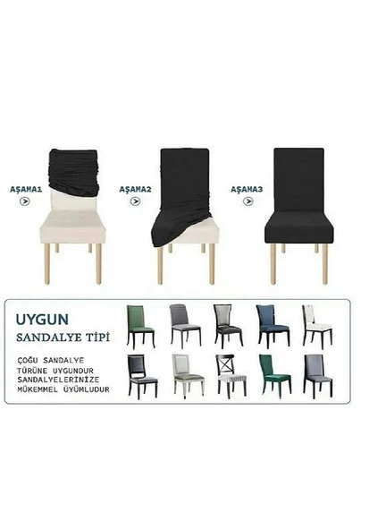 MANDAŞ Jakarli Sandalye Örtüsü Damarlı Desen ( 6 adet ) Gri - 4