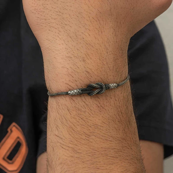 Gümüş Kazaziye Düğüm Bileklik  SL1695 - 4