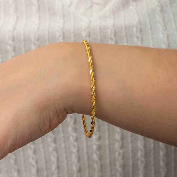 Gümüş Gold İkili Burgu Kadın Bilezik  SL8020 - 3